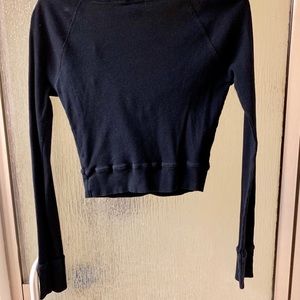 Body Central Black sweater crop top long sleeve L